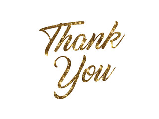 Wall Mural - Golden glitter of isolated hand writing word THANK YOU