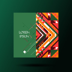 Wall Mural - Abstract geometric design for business card. Multicolor tribal background. Vector illustration.