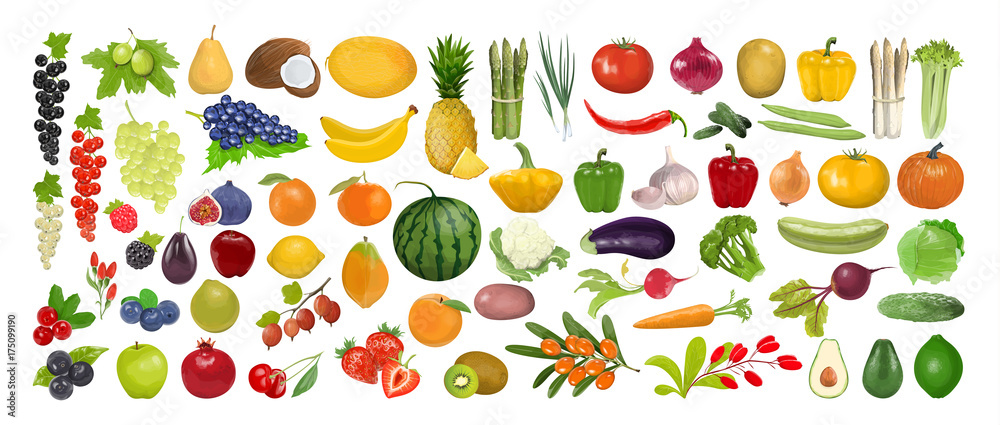 Fruits and vegetables. - obrazy, fototapety, plakaty 