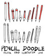 Hand drawn pencil isolated. Vector sketch black and white background illustration icon doodle eps10