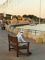 Wall Mural - Evening view on the waterfront Bay Creek Dubai UAE