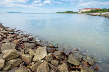 Wall Mural - Scenery of the sea from a harbour in Can Gio, Vietnam. Can Gio is a small and peaceful  town near Ho Chi Minh city, located in South of Vietnam, Can Gio is famous for its landscape view and seafood