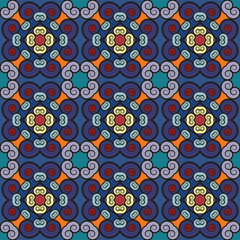 Poster - Seamless pattern in floral style. Spirals and curls United with each other.