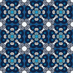 Poster - Seamless pattern in floral style. Spirals and curls United with each other.