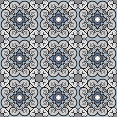 Poster - Seamless pattern in floral style. Spirals and curls United with each other.