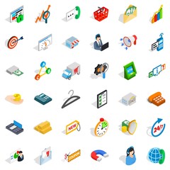 Poster - Fund icons set, isometric style
