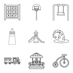 Poster - Childrens community icons set, outline style