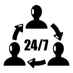 Poster - Support 24 7 icon, simple black style