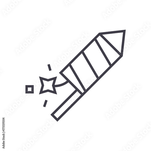 Fotografija petard,fire show vector line icon, sign, illustration on white background, edita