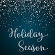 © Begin Again - Holiday Season greeting card. Random falling white dots background. Random falling white dots on blue background. Magnificent vector illustration.