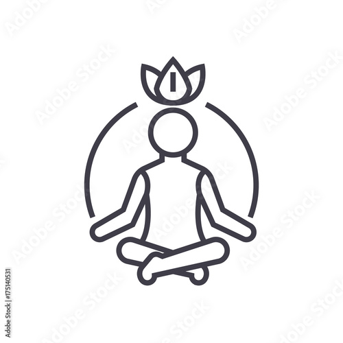 Fotografie, Obraz relaxation meditation,mindfulness,concentration vector line icon, sign, illustra