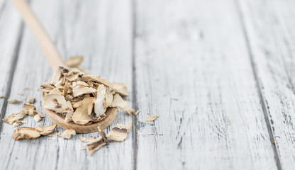 Canvas Print - Dried white Mushrooms selective focus