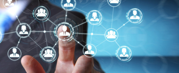 Poster - Businessman using social network connection 3D rendering