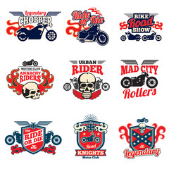 Wall Mural - Motorcycle speed racing retro painting vector bagges and motorbike emblems