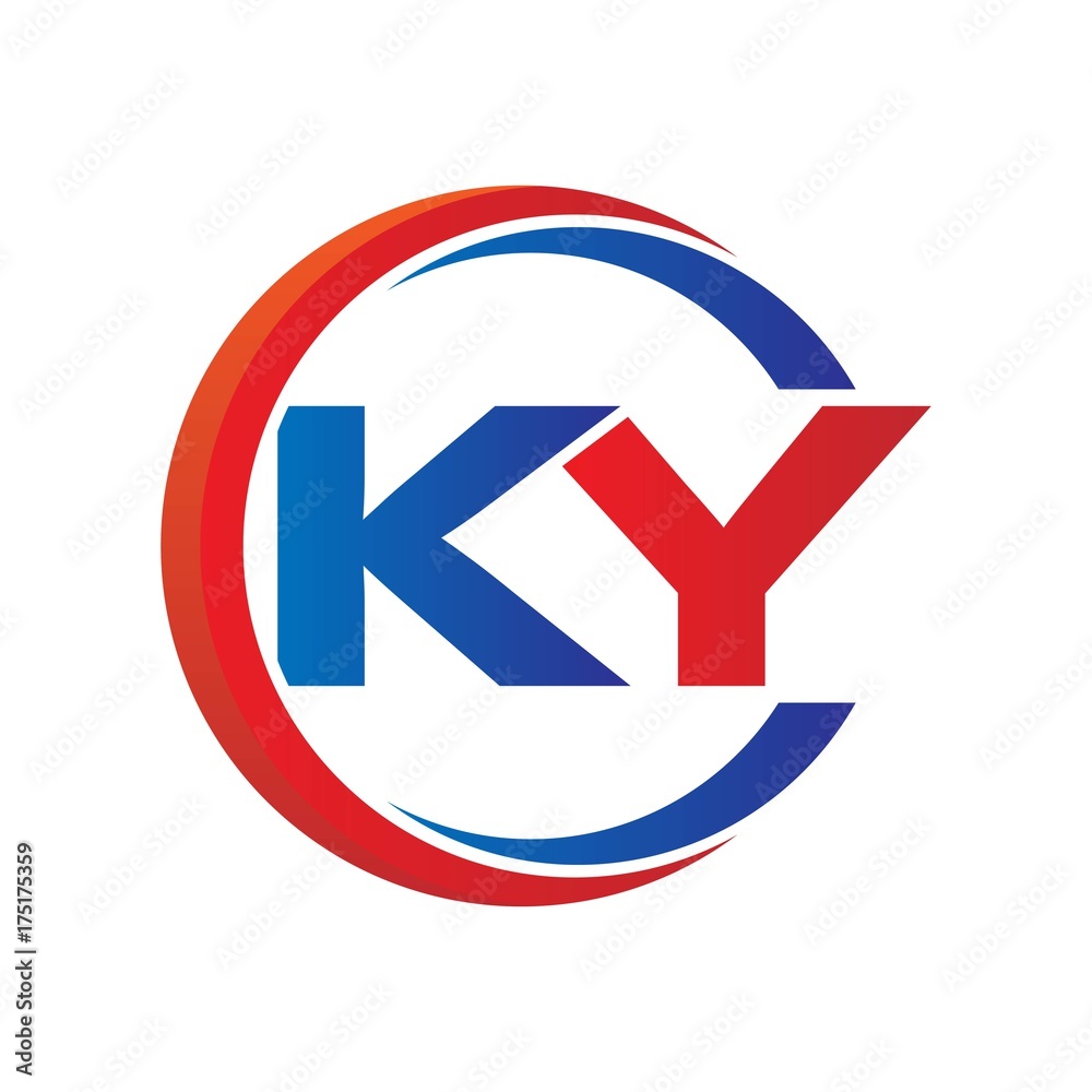 ky logo vector modern initial swoosh circle blue and red Stock Vector ...