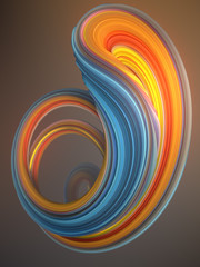 Leinwandbilder - Blue and orange colored twisted shape. Computer generated abstract geometric 3D render illustration