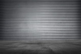 Fototapeta Perspektywa 3d - Metal roller shutter texture with concrete floor