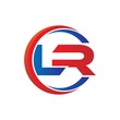 © triwaw - lr logo vector modern initial swoosh circle blue and red