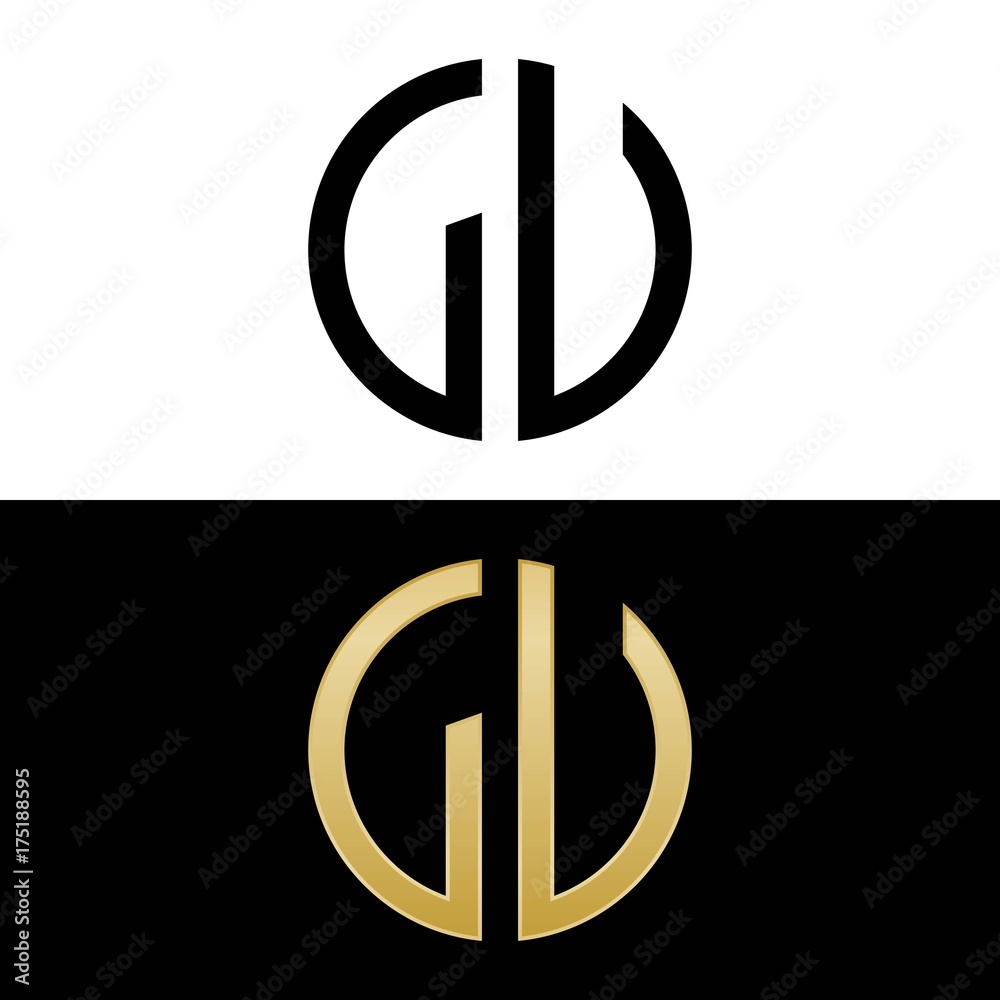 lu initial logo circle shape vector black and gold Stock Vector | Adobe ...
