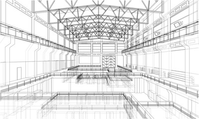Poster - Warehouse sketch. Vector