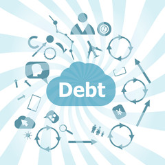 Poster - Text Debt. Finance concept . Set of web icons for business, finance and communication