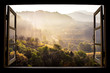 Leinwandbild Motiv landscape nature view background. view from window at a wonderful landscape nature view with rice terraces and space for your text in Chiangmai, Thailand , Indochina