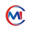 mi logo vector modern initial swoosh circle blue and red