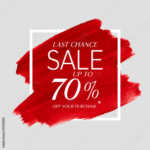 Final Sale Up To 70 Off Sign Over Watercolor Art Brush Stroke Paint Abstract Background Vector Illustration Perfect Acrylic Design For A Shop And Sale Banners 70 Poster Lustrator