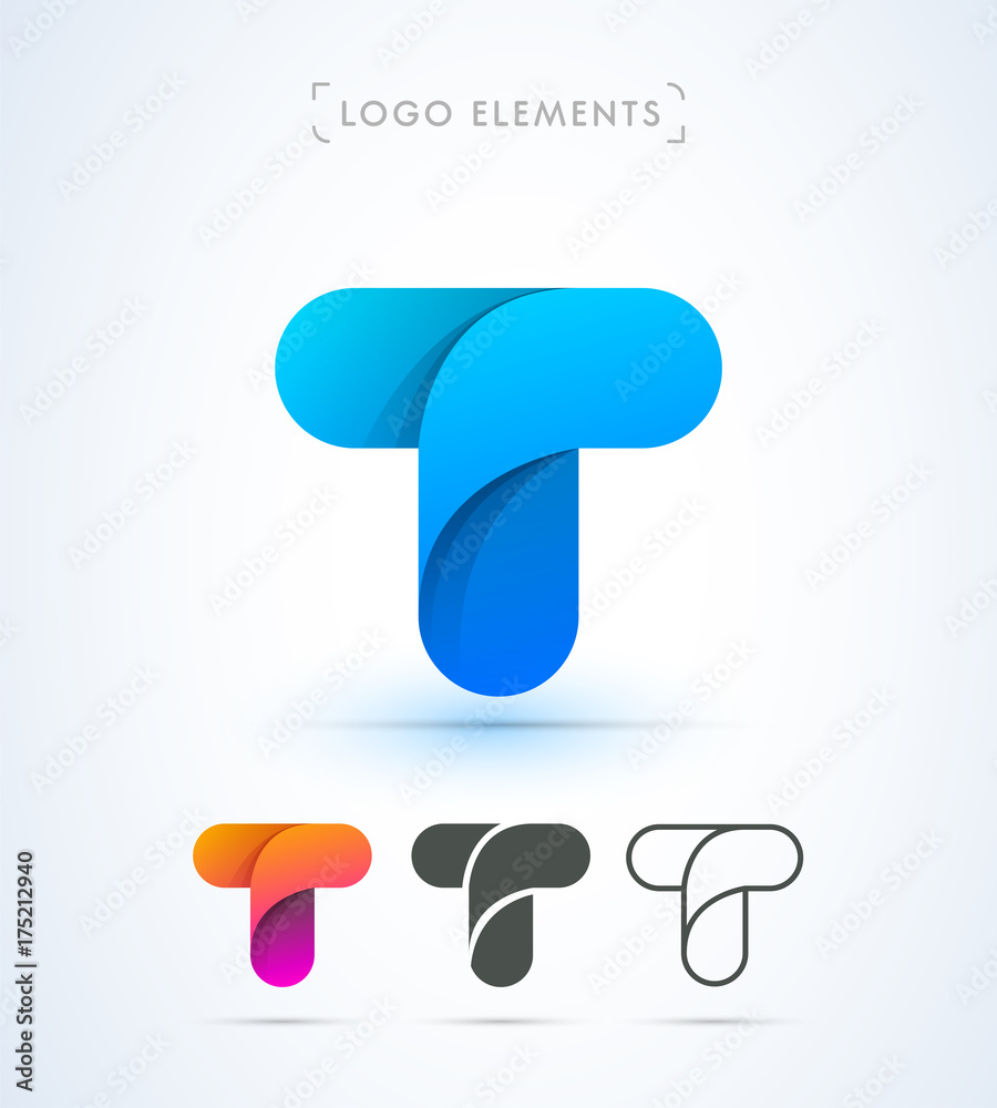 Vector abstract origami letter T logo template. Material design style ...