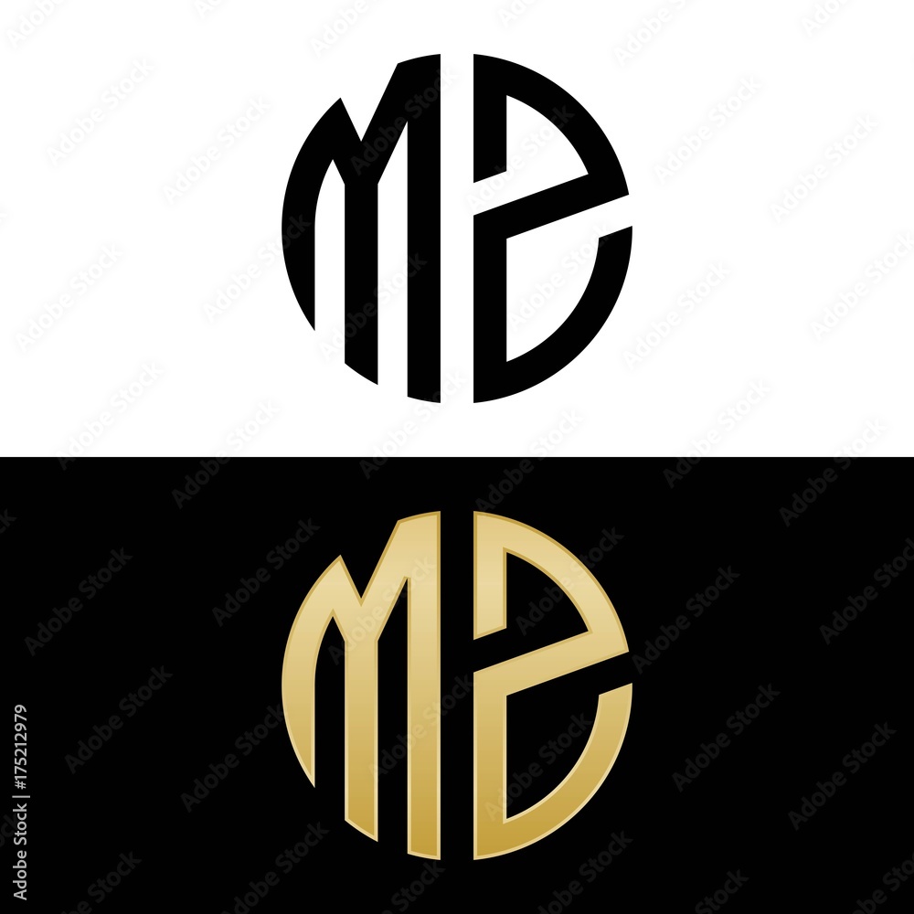 mz initial logo circle shape vector black and gold Stock Vector | Adobe ...