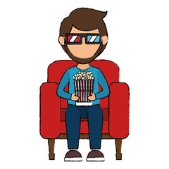 Wall Mural - man in cinema 3d chair