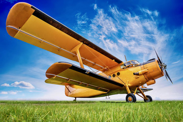 biplane against a sky