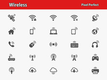 Wireless Icons. Professional, Pixel Perfect Icons Optimized For Both Large And Small Resolutions. EPS 8 Format.