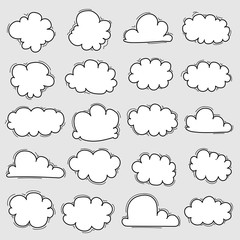 hand drawn clouds set.