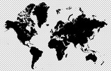 Fototapeta Mapy - World map isolated on a transparent background, highly detailed vector illustration. All elements are easily editable and located in separate layers