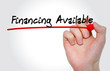 Hand writing inscription Financing Available with marker, concept
