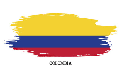 Colombia flag vector grunge paint stroke  