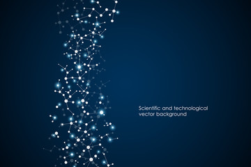Poster - Abstract molecule background, genetic and chemical compounds, medical, technology or scientific concept vector illustration