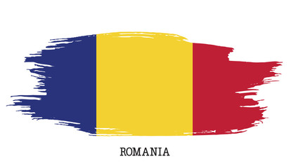 Wall Mural - Romania flag vector grunge paint stroke  