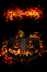 Wall Mural - The Pumpkins is burning on halloween night.