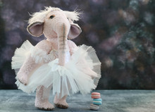 Pink Handmade Toy Elephant Ballerinа In White