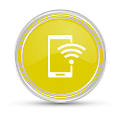 Sticker - Gelber Button - Smartphone - WLAN