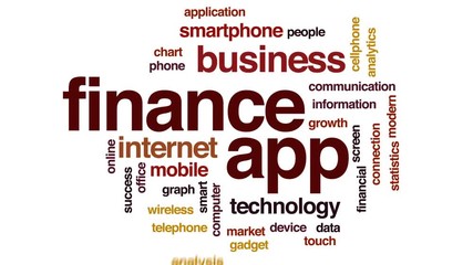 Poster - Finance app animated word cloud, text design animation.