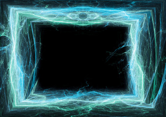 Wall Mural - cyan lightning frame, energy background