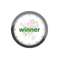 Poster - Text Winner. Business concept . Set of modern flat design concept icons for internet marketing. Watch clock isolated on white background