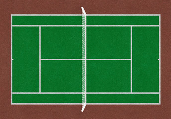 Wall Mural - Tennis field. Tennis green court. Top view. Isolated. Sports mesh