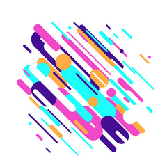 Poster - Vector illustration of dynamic composition made of various rounded shapes lines
