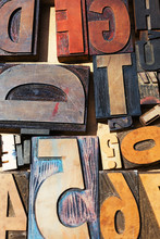 Closeup Of Vintage Letters For Sold In A Marketplace.