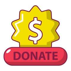 Poster - Donate badge icon, cartoon style