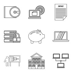 Poster - Save money icons set, outline style